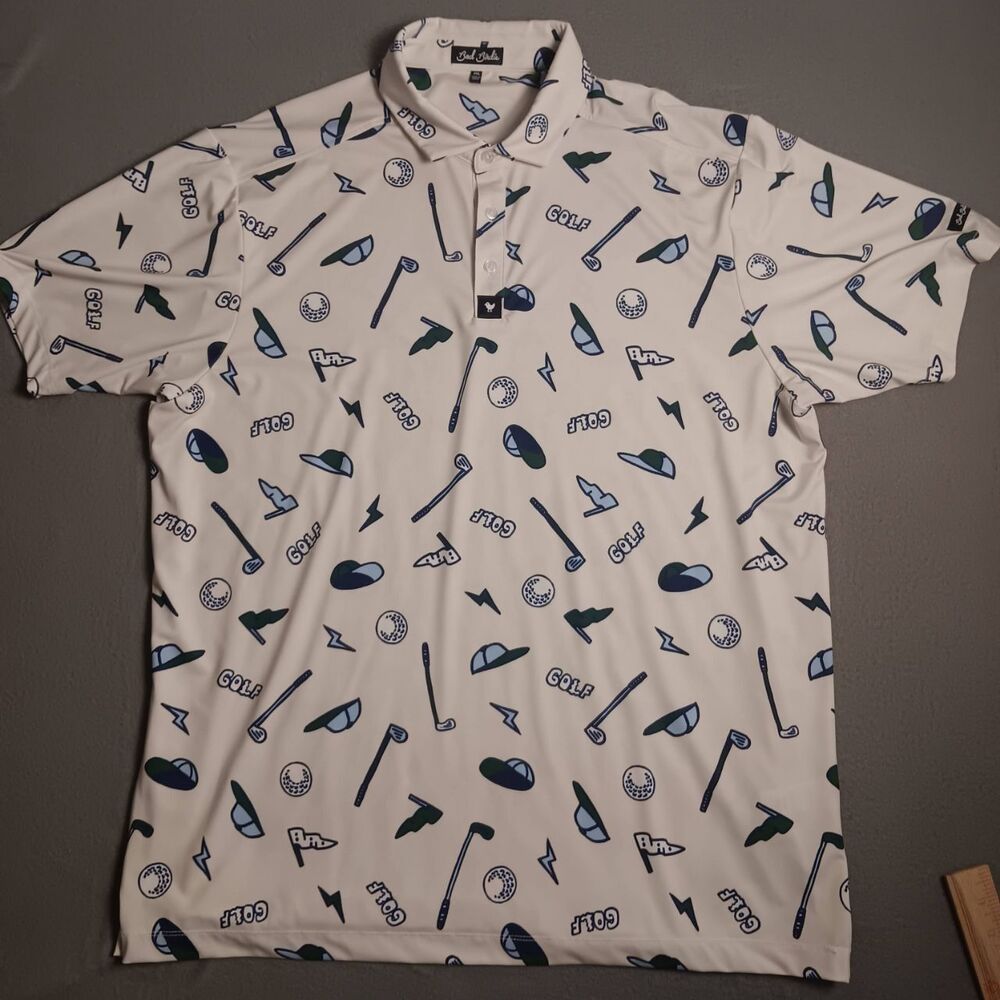 Bad Birdie Men's XXL Performance Polo- All Over Print - Golf Casual- EUC - Picture 13 of 13